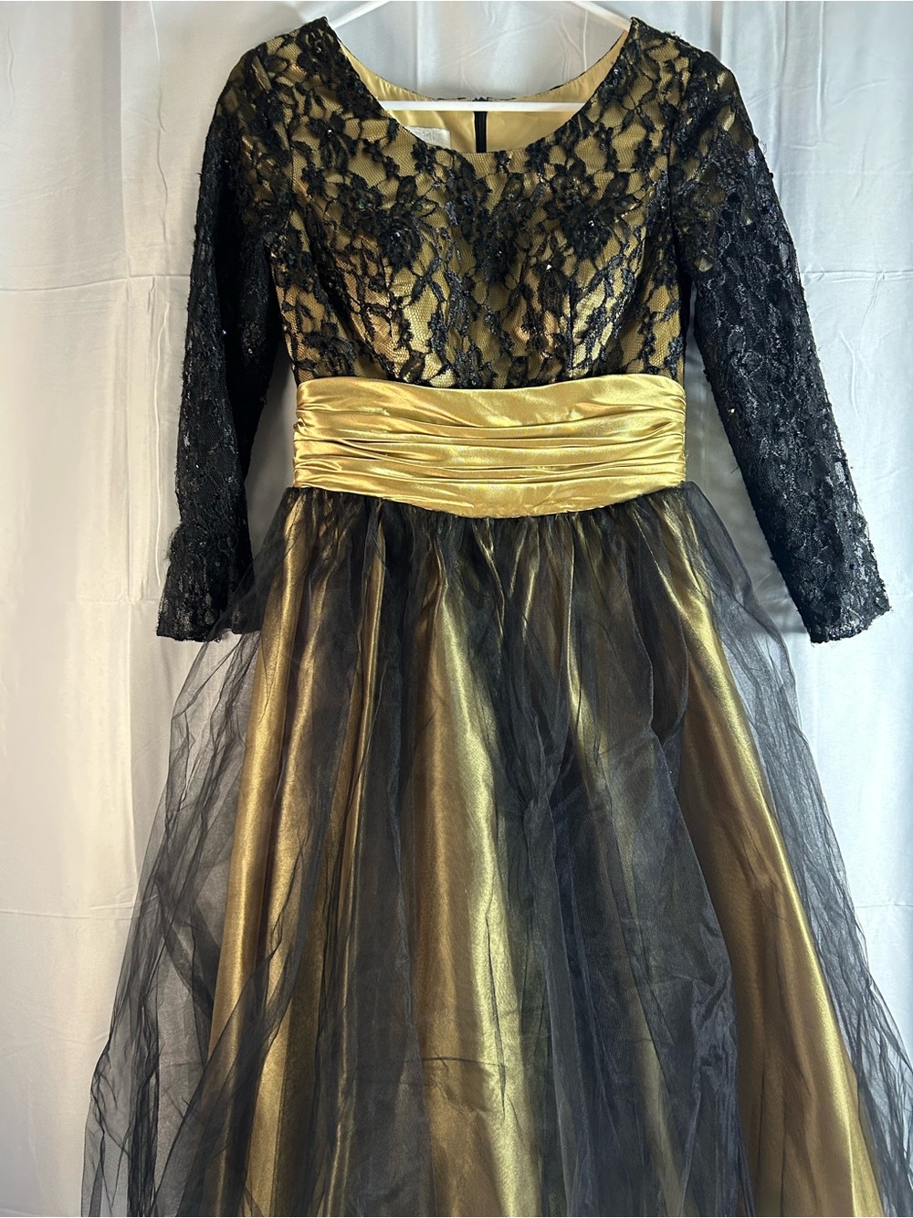 VENUS Black and Gold Lace Tulle Formal Dress for Girls